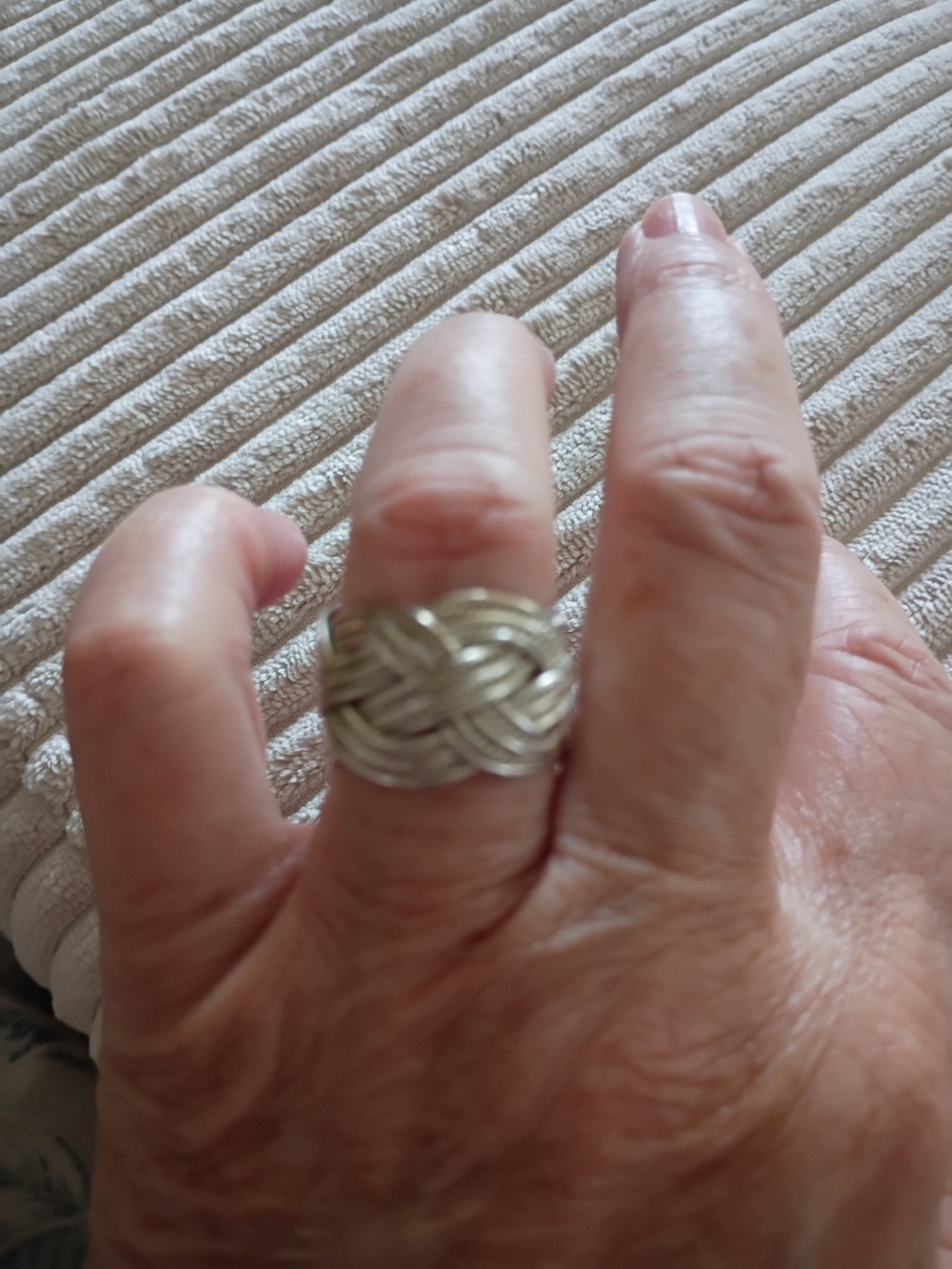 925 Sterling Silver Braided Statement Ring - Silver